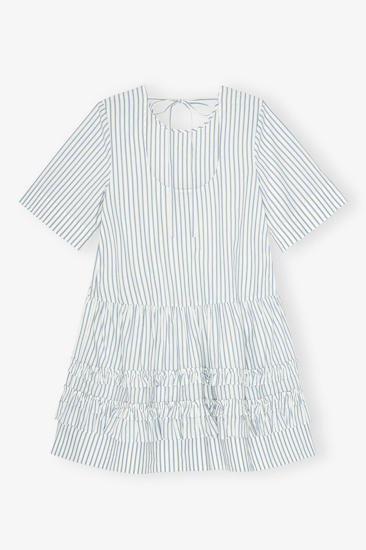 Ganni Stripe Cotton Mini Dress - Egret