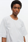 Ganni Stripe Cotton Mini Dress - Egret
