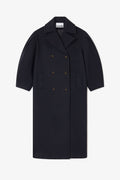 Ganni Peacoat Wool Long Coat - Sky Captain
