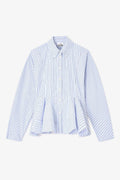 Stripe Cotton Peplum Shirt - Lavender Lustre