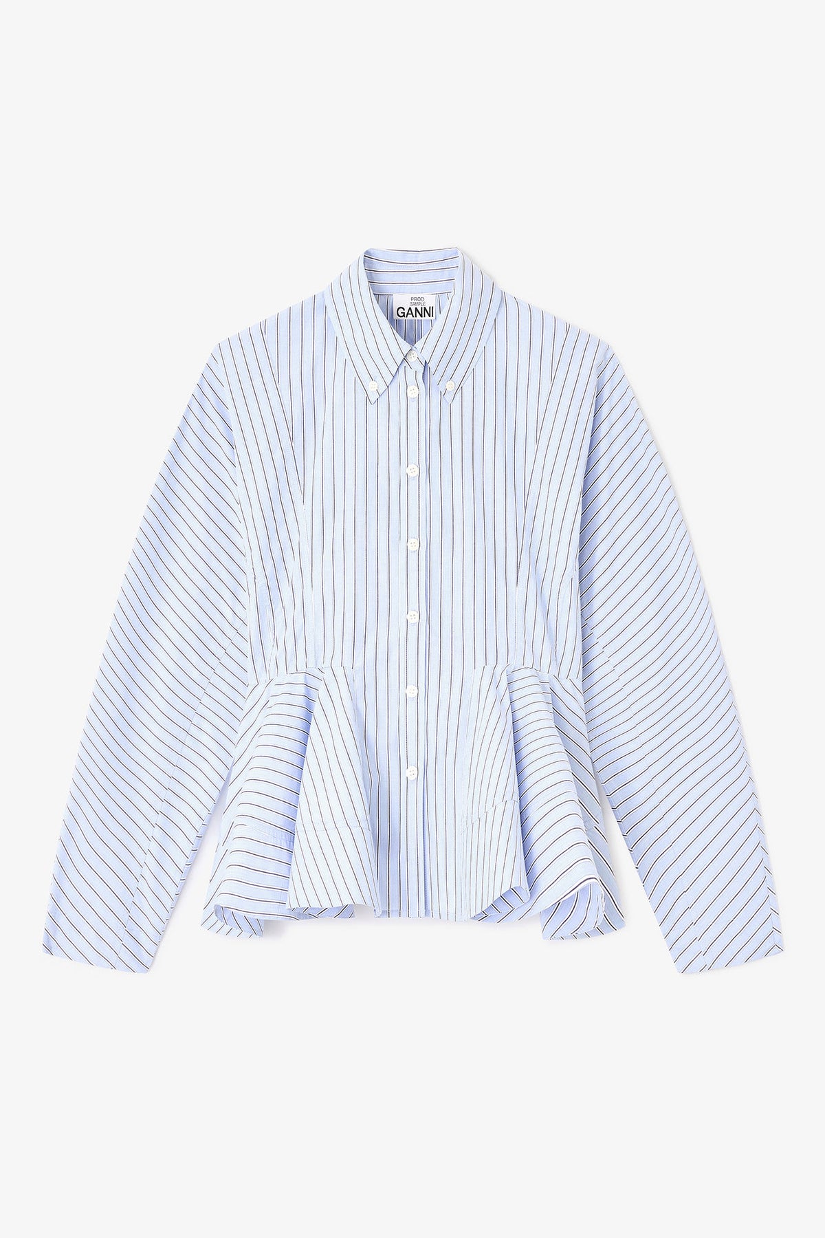 Stripe Cotton Peplum Shirt - Lavender Lustre