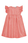 Crinkled Taffeta Check Frill Mini Dress - Red Alert