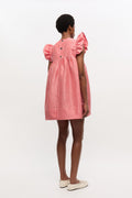 Crinkled Taffeta Check Frill Mini Dress - Red Alert