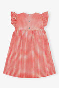 Crinkled Taffeta Check Frill Mini Dress - Red Alert