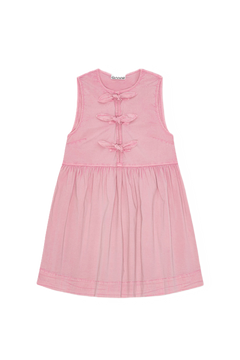 Washed Stretch Cotton Mini Bow Tie Dress - Bleached Mauve