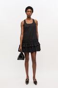 Cotton Poplin U-Neck Mini Dress - Svart