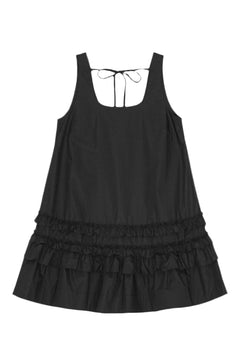Cotton Poplin U-Neck Mini Dress - Black