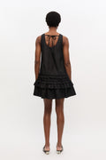 Cotton Poplin U-Neck Mini Dress - Svart