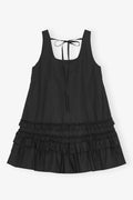 Cotton Poplin U-Neck Mini Dress - Svart