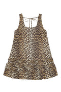 Printed Cotton Poplin U-Neck Mini Dress - Leopard