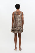 Printed Cotton Poplin U-Neck Mini Dress - Leopard