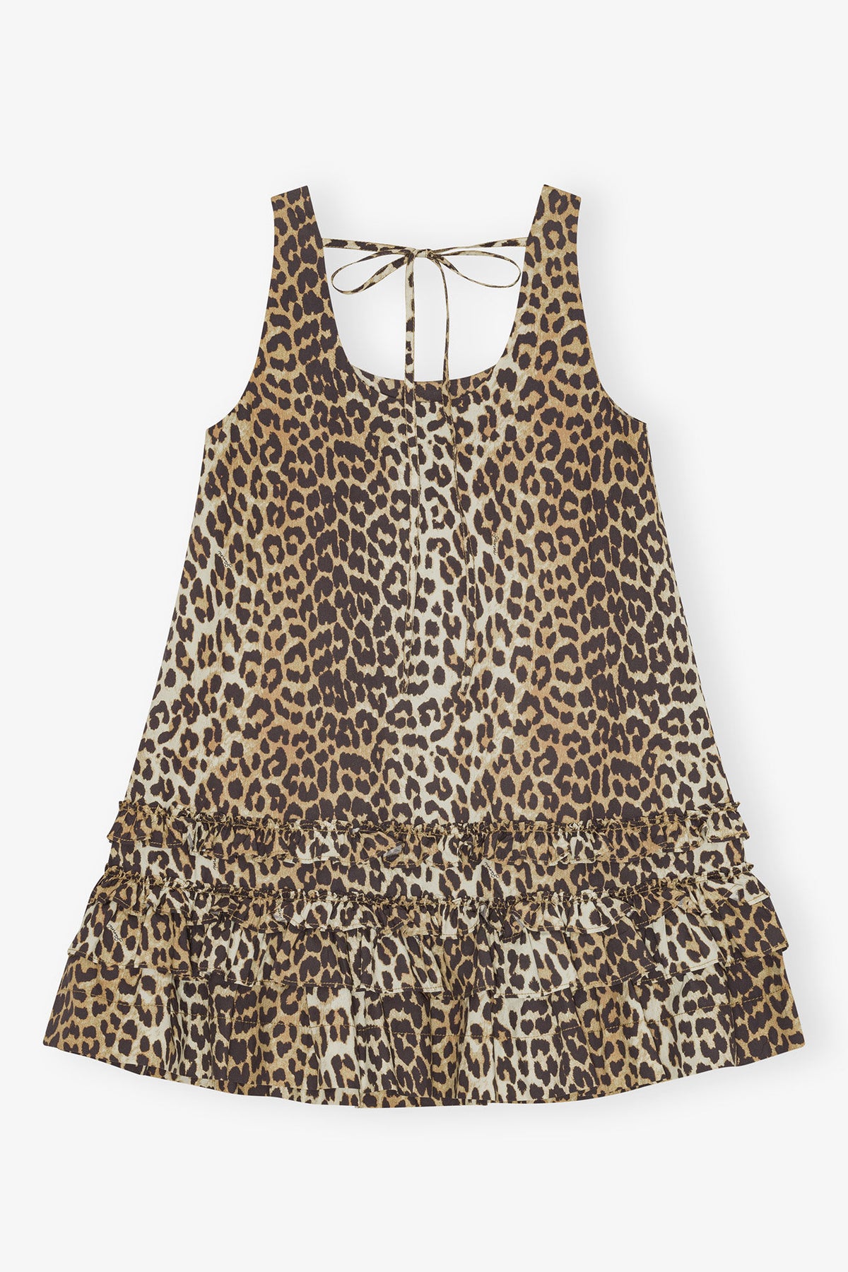 Printed Cotton Poplin U-Neck Mini Dress - Leopard