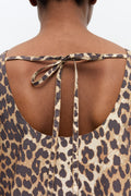 Printed Cotton Poplin U-Neck Mini Dress - Leopard