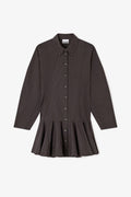 Stretch Cotton Buttoned Mini Dress - Svart