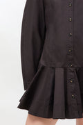 Stretch Cotton Buttoned Mini Dress - Svart