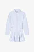 Stripe Cotton Buttoned Mini Dress - Lavender Lustre