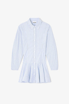 Stripe Cotton Buttoned Mini Dress - Lavender Lustre