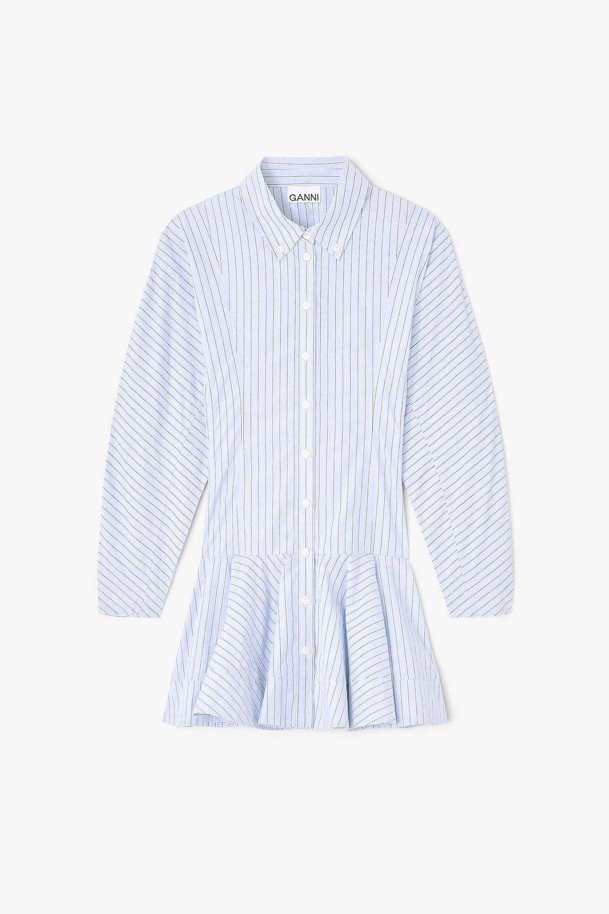 Stripe Cotton Buttoned Mini Dress - Lavender Lustre