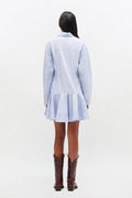 Stripe Cotton Buttoned Mini Dress - Lavender Lustre