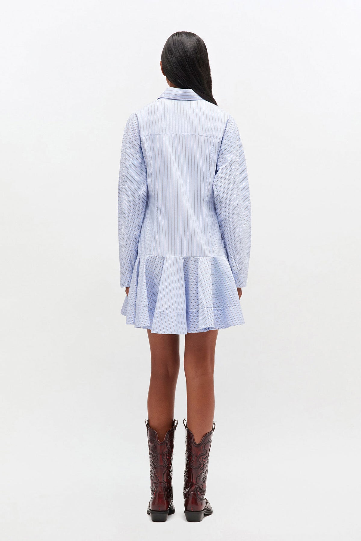 Stripe Cotton Buttoned Mini Dress - Lavender Lustre