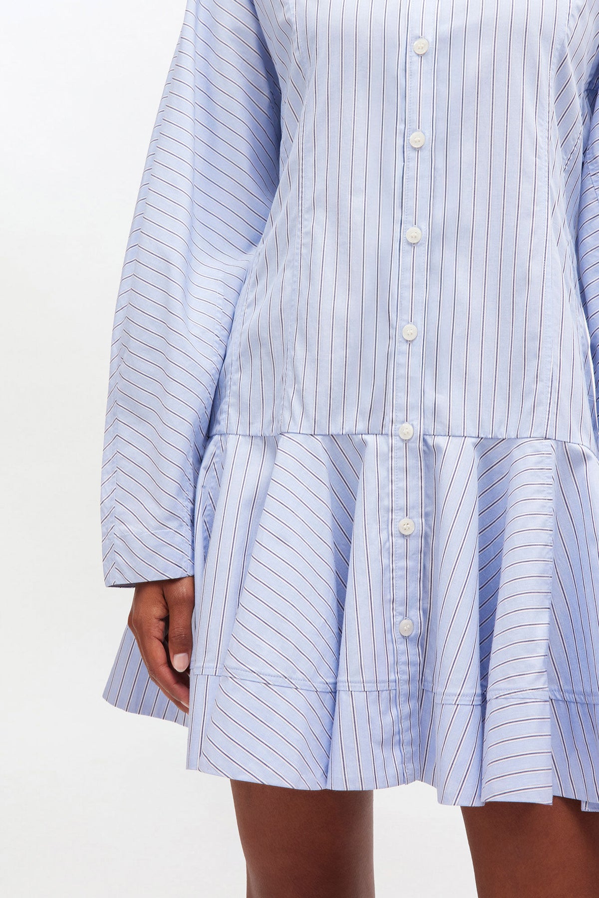 Stripe Cotton Buttoned Mini Dress - Lavender Lustre
