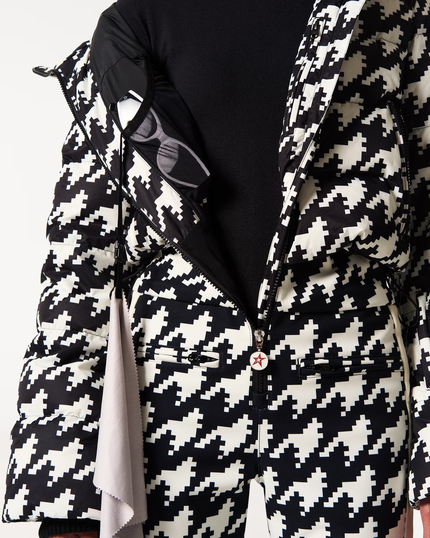 Polar Flare Ski Suit - B&W Houndstooth