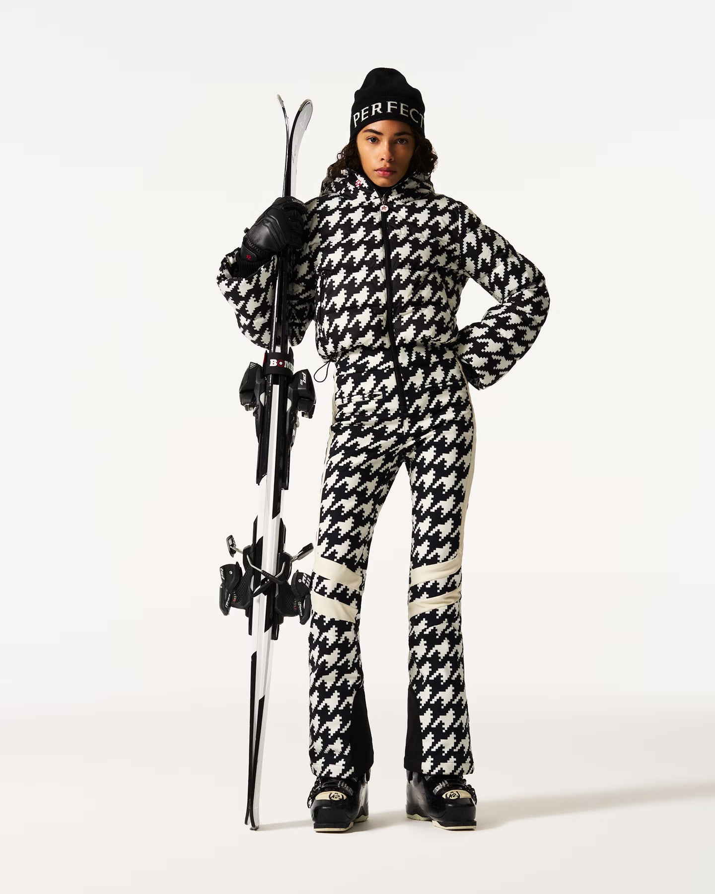 Polar Flare Ski Suit - B&W Houndstooth