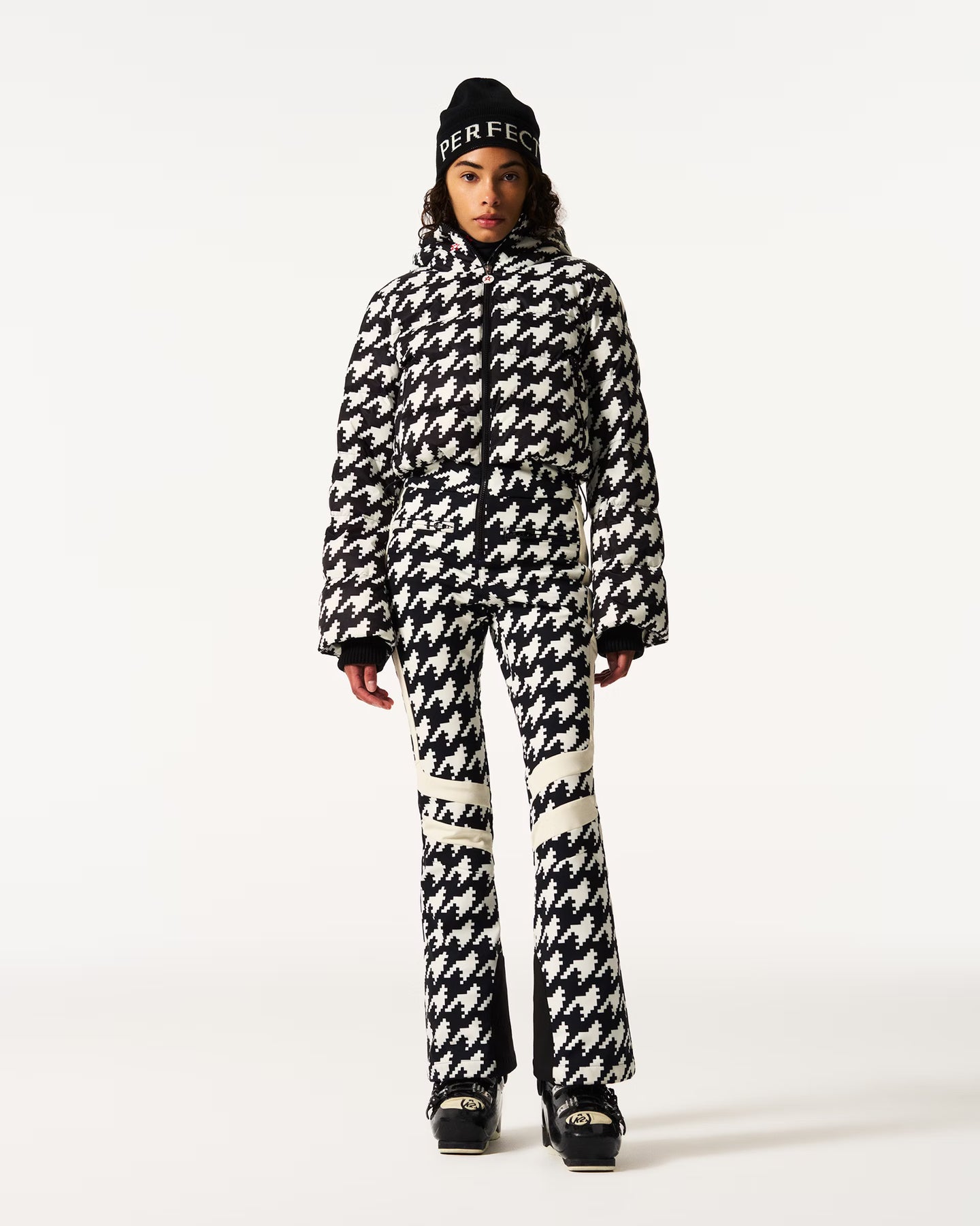 Polar Flare Ski Suit - B&W Houndstooth