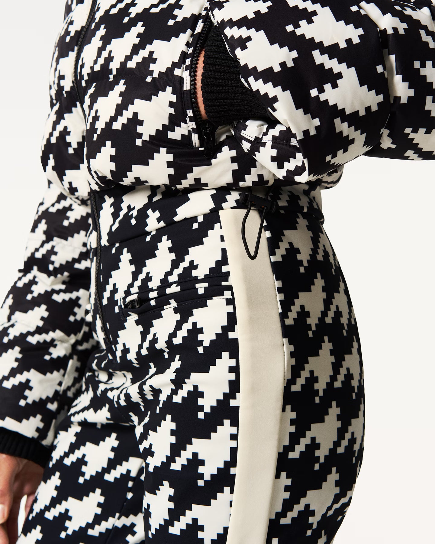 Polar Flare Ski Suit - B&W Houndstooth