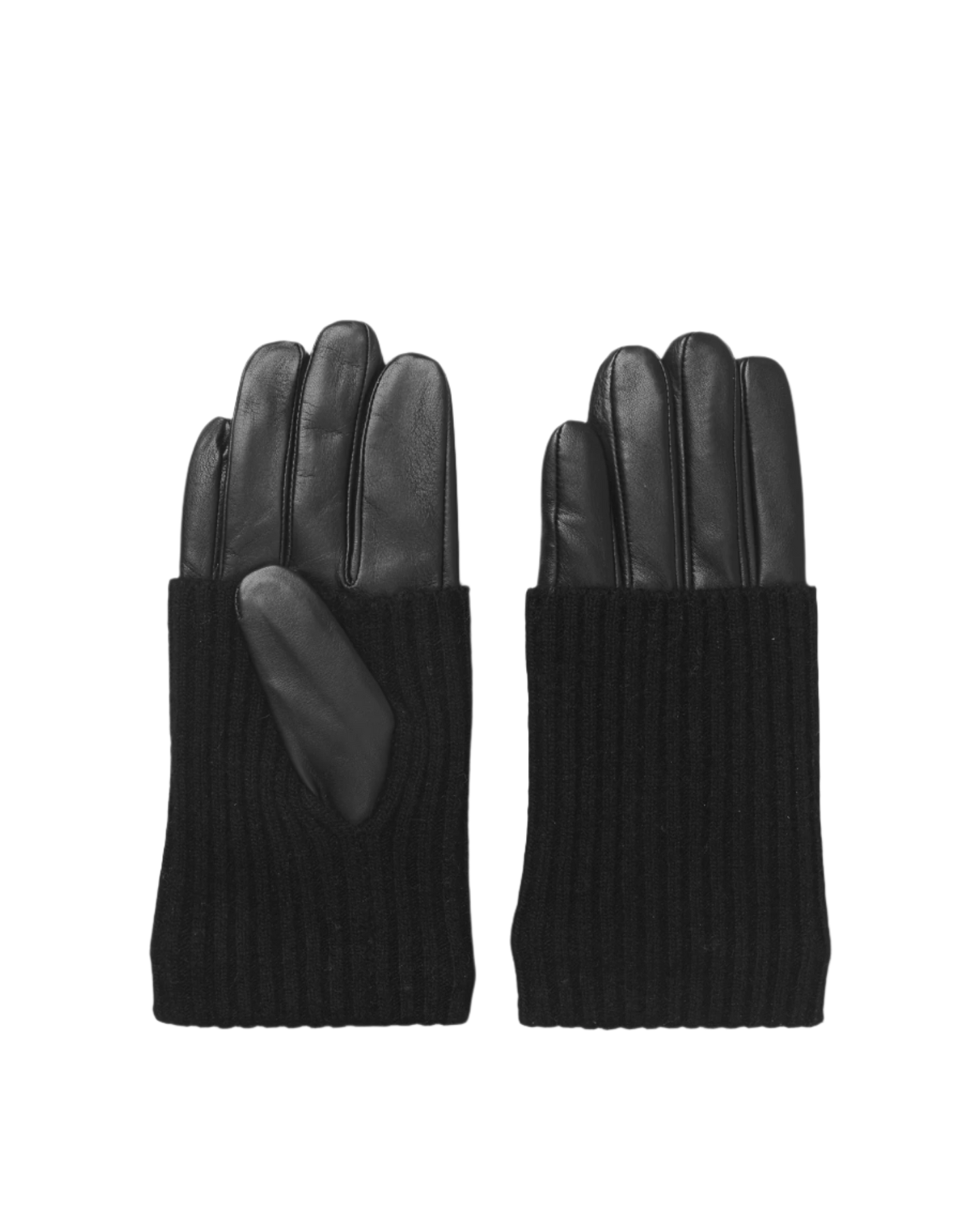 Day Leather Knit Glove - Svart