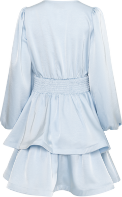 Jade Wave Satin Dress - Light Blue