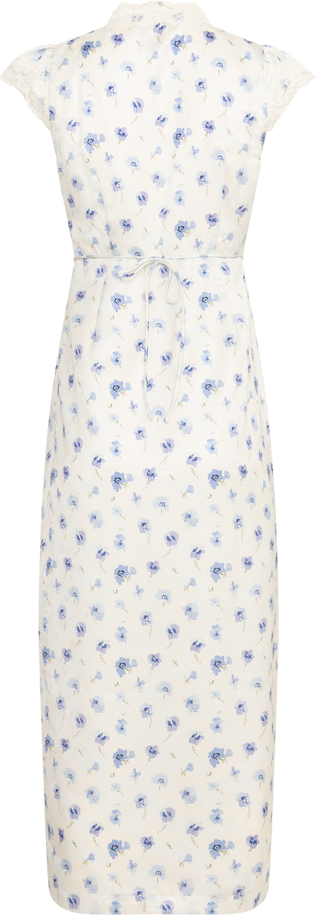 Agnes Satin Lace Dress - Blue Floral