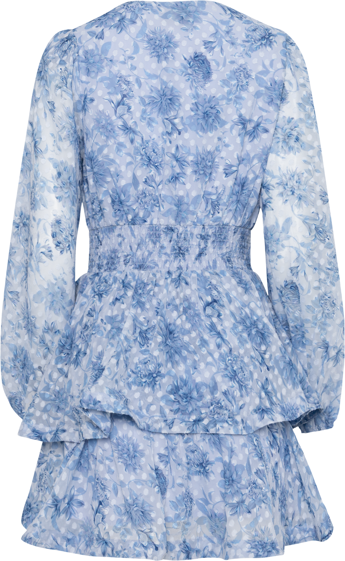 Jade Wave Chiffon Dot Klänning - Blå