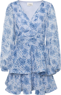 Jade Wave Chiffon Dot Klänning - Blå