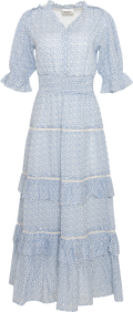 Vera Cotton Flower Dress - Blue Flower
