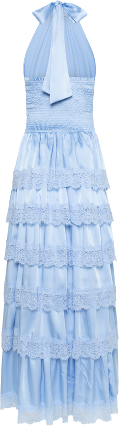 Ingalu Satin Lace Maxi Dress - Light Blue