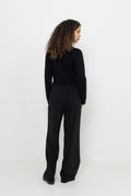 Cotton Cashmere Crochet Applique Cardigan - Black