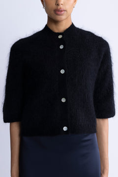 Andrea Knit Rib Cardigan - Black