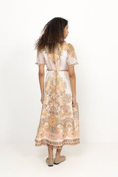 Micah Long Dress Silk Linen - Ivory