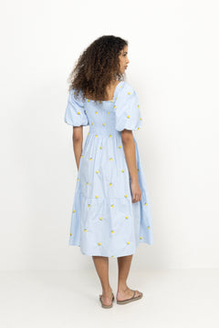 Cheri Fruit Dress - Light Blue/Yellow