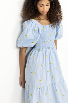 Cheri Fruit Dress - Light Blue/Yellow