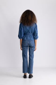 Rylan Elena 3/4 Shirt - Mid Blue Wash