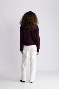 Sia Ras Ls Knit New O-Neck - Fig Melange