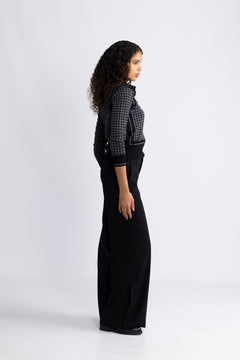 Houndstooth Jacquard Polo - Black