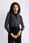 Houndstooth Jacquard Polo - Black