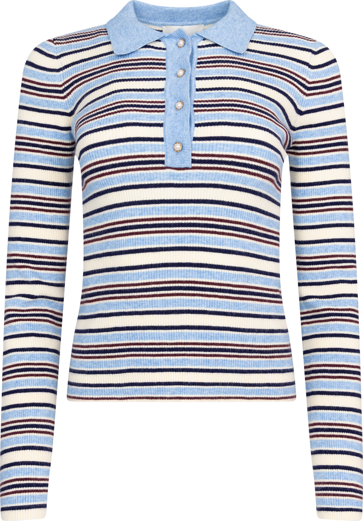 Marte Ls Stripe Polo - Blå