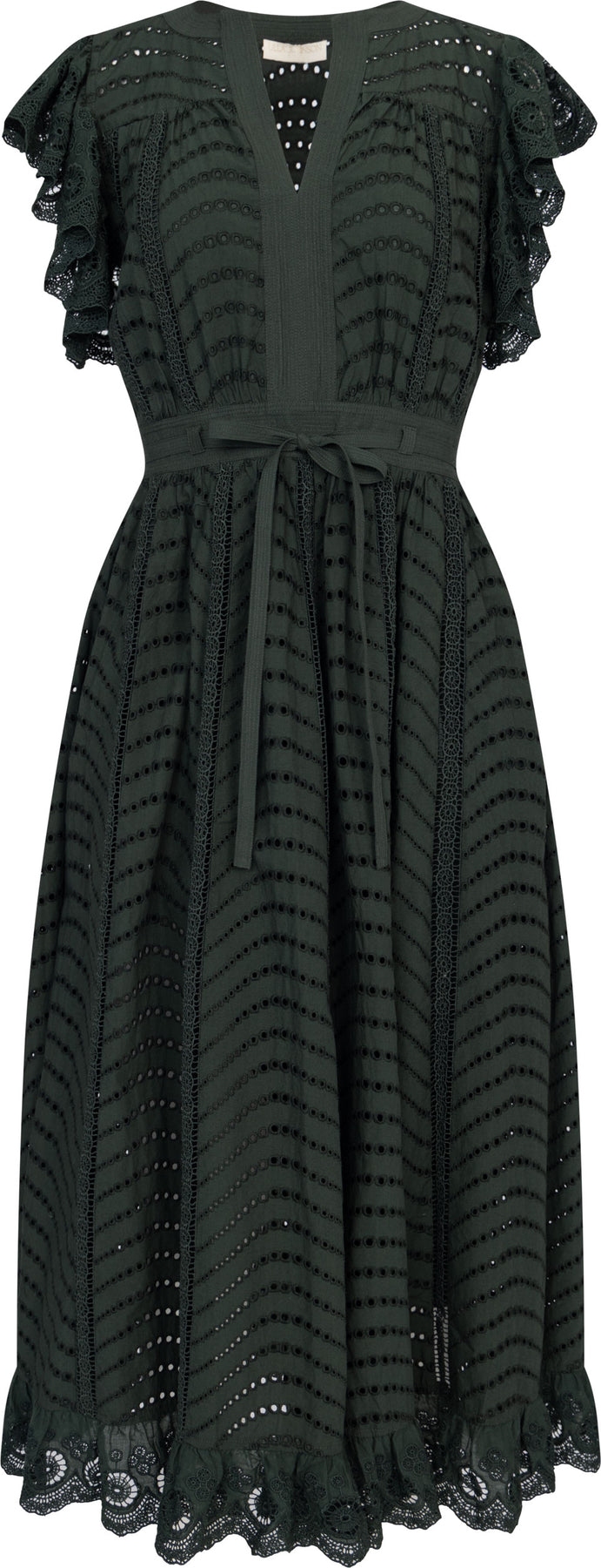 Olga Flutter Sleeve Midi Dress - Cypress