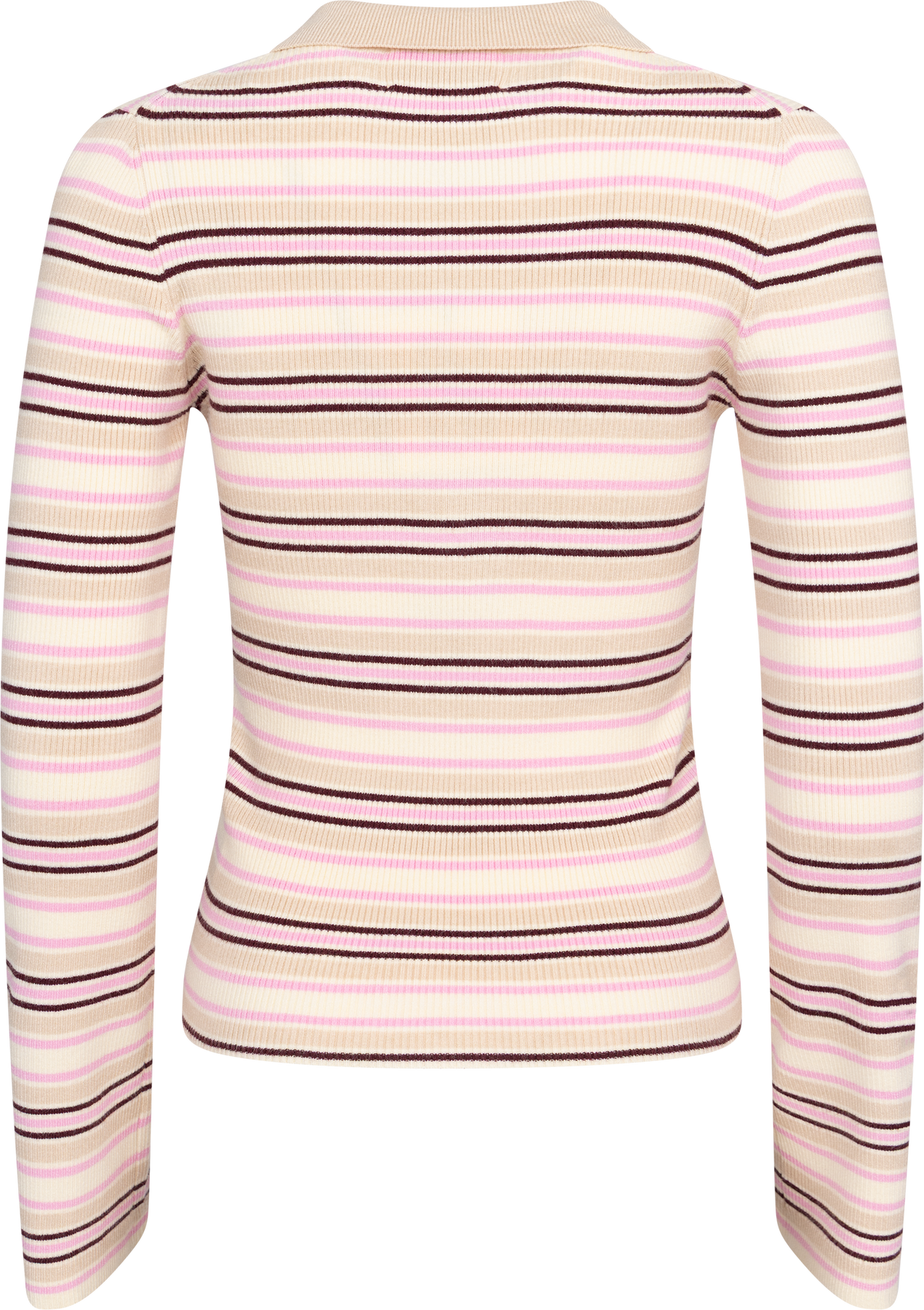 Marte Ls Stripe Polo - Rosa