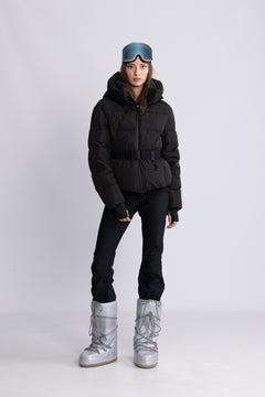 Emily Down Belt Jacket - Black
