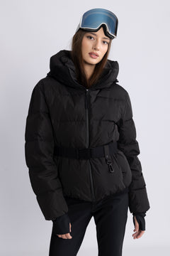 Emily Down Belt Jacket - Black